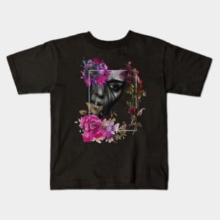 Floral Goth Girl Kids T-Shirt